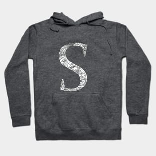 Henna Alphabet S / Henna Letter S - Black Henna Line Art Hoodie